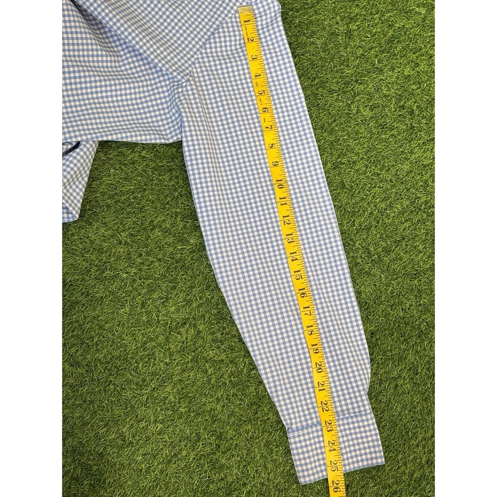 Mizzen Main Leeward Shirt Mens XL Blue Gingham Trim Fit Performance Stretch - Picture 13 of 15